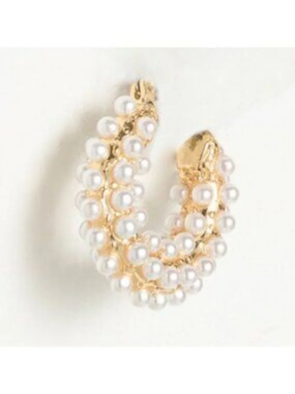 KENNETH JAY LANE Gold Pearl Hoop Earrings